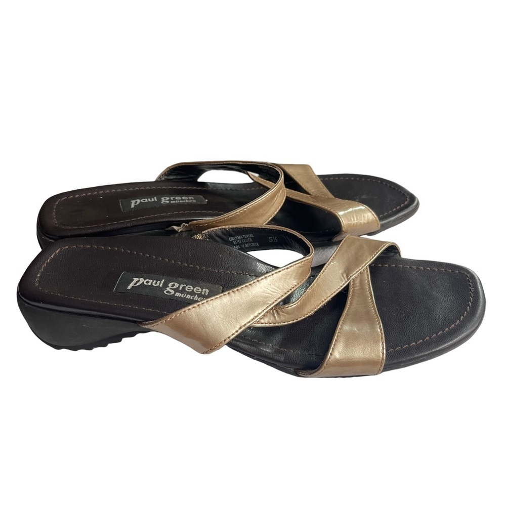 Paul Green Tan Patent Leather Strap Sandals. Nice. Size 8 - Picture 3 of 8